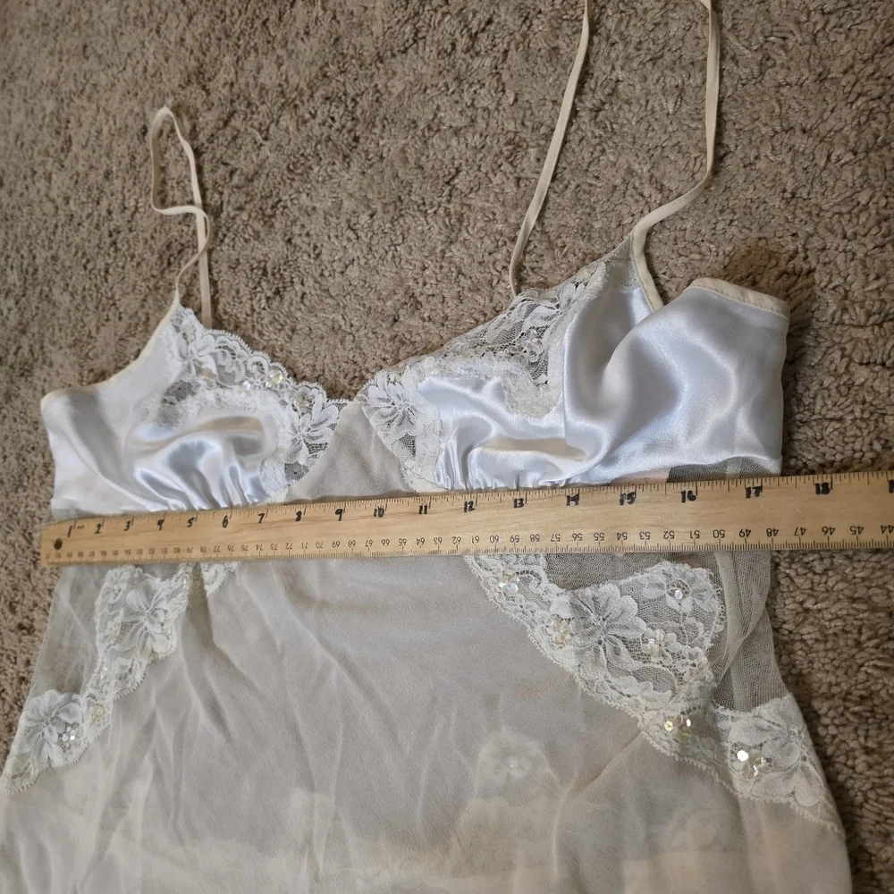 Victoria's Sectet Lingerie Chemise Lace Sequins Sheer Satin Size Large
